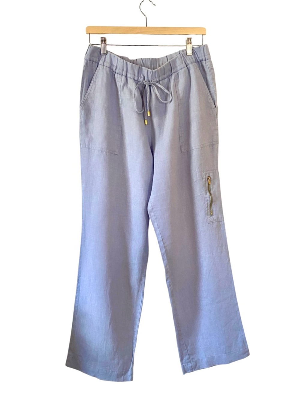 Company Ellen Tracy 100% Linen Lt Blue Pull On Pants M